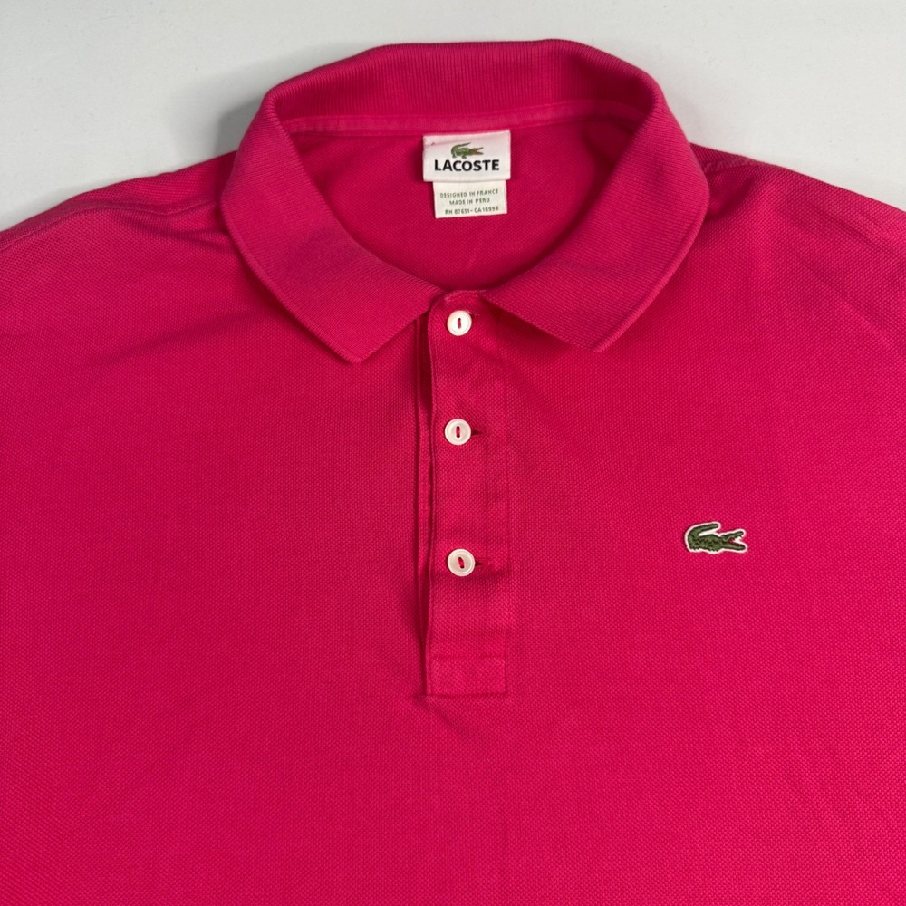 Lacoste Polo Shirt Mens 6 XL Pink Short Sleeve Pique Cotton Embroidered‎ Logo